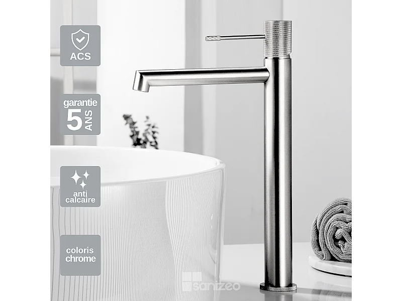 Mitigeur Lavabo Salle de Bain chromé – Bec Haut Anti-Calcaire – Design moderne - LINE IMEX