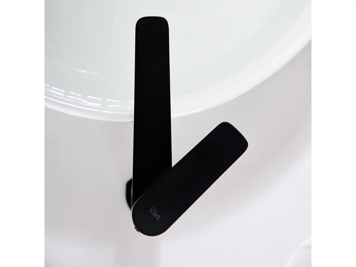 Mitigeur Lavabo Salle de Bain noir mat – Bec Haut Anti-Calcaire – Design Moderne - NAPOLES IMEX