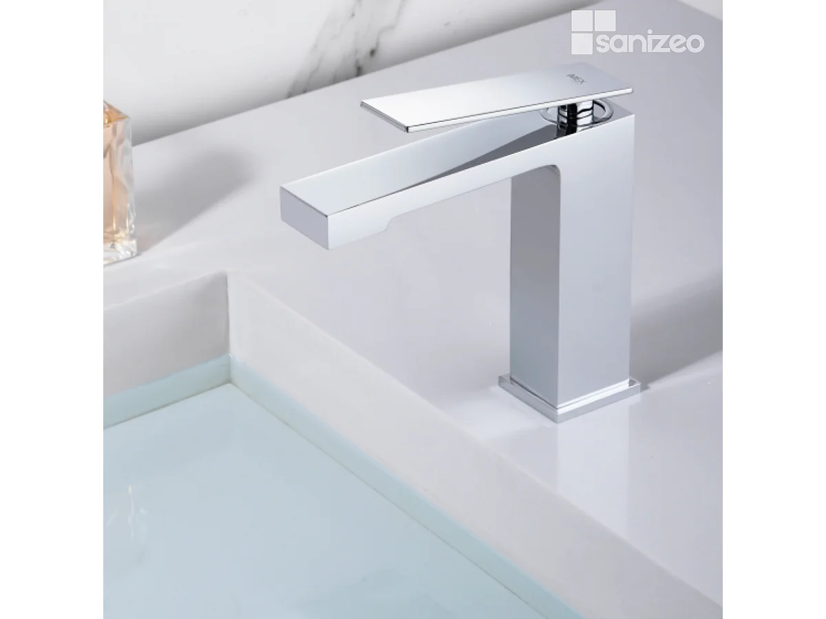 Mitigeur Lavabo Salle de Bain chromé – Bec Bas Anti-Calcaire – Design moderne - PISA IMEX