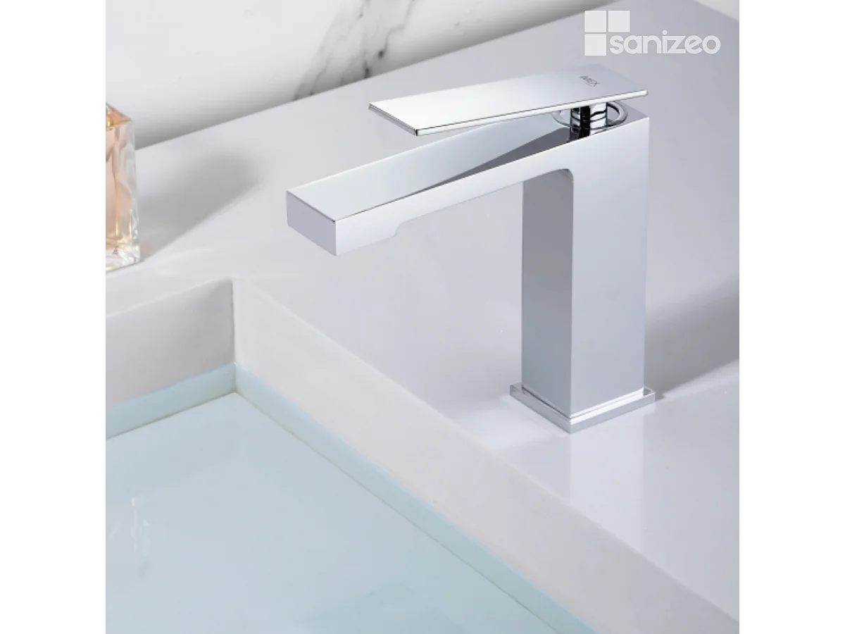 Mitigeur Lavabo Salle de Bain chromé – Bec Bas Anti-Calcaire – Design moderne - PISA IMEX