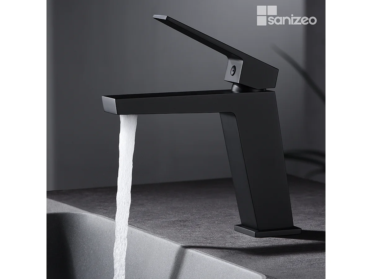 Mitigeur Lavabo Salle de Bain noir mat – Bec Bas Anti-Calcaire – Design moderne - ART IMEX