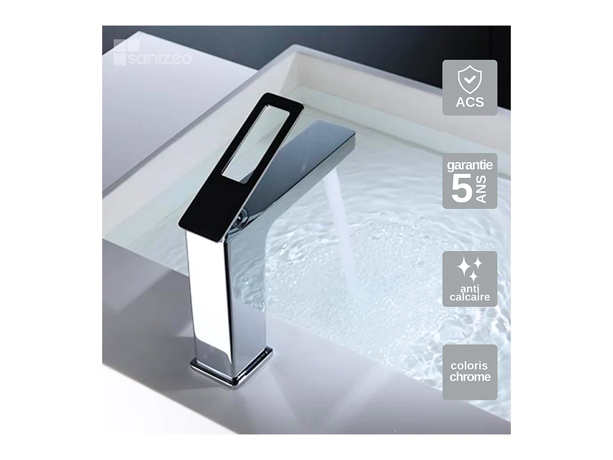Robinet Mitigeur de Lavabo Anti-Calcaire Bec Bas Chrome IMEX SUECIA BDC032-1