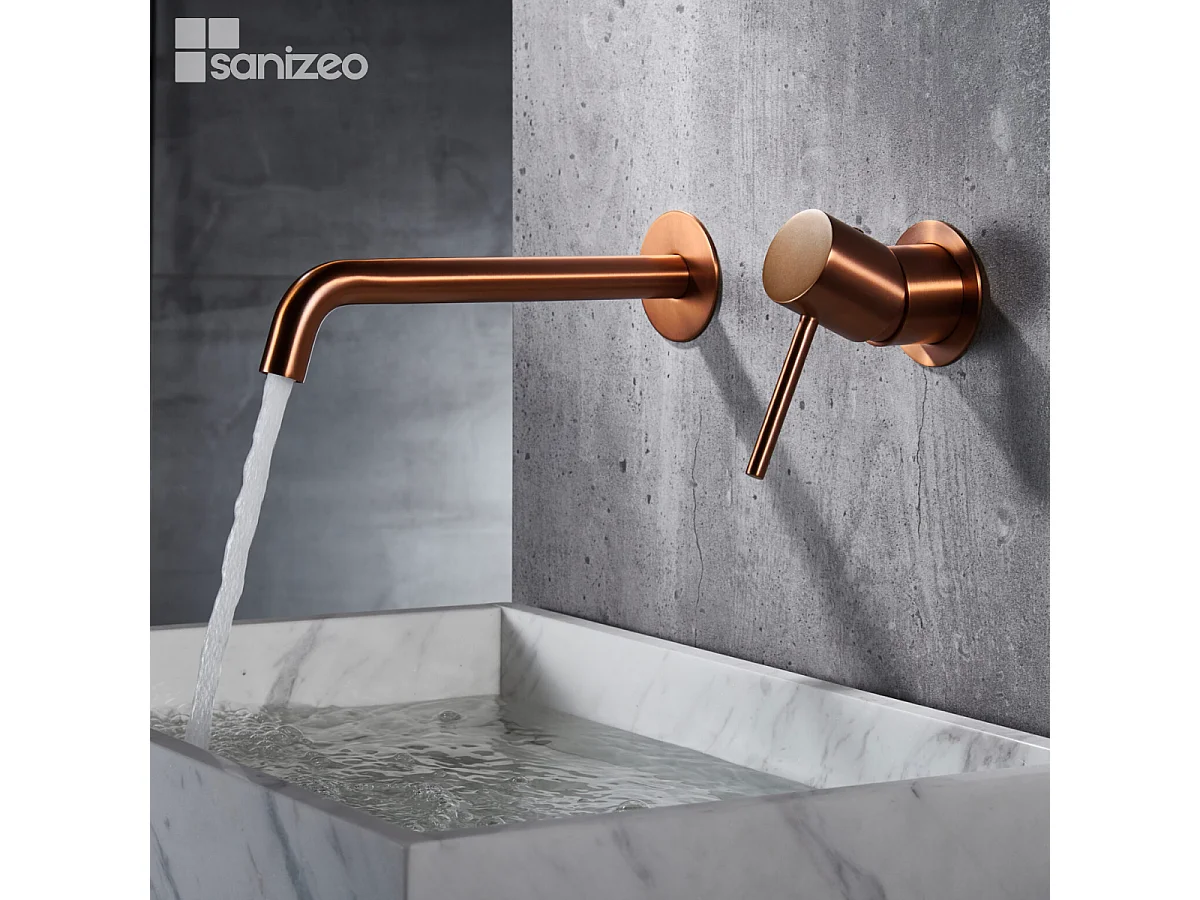 Robinet Mitigeur de Lavabo Encastré Anti-Calcaire Or Rose Cuivré IMEX MONZA GLM039/ORC