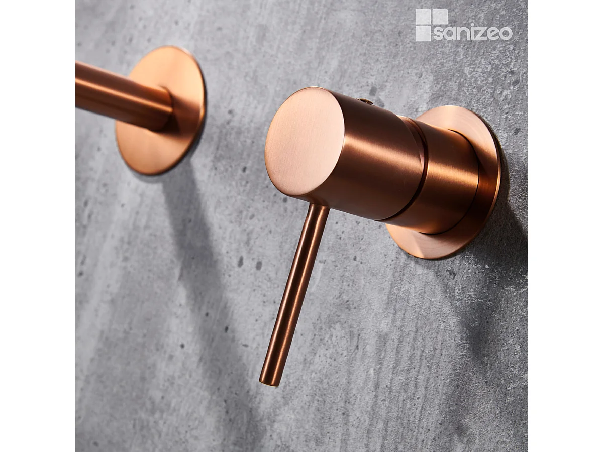 Robinet Mitigeur de Lavabo Encastré Anti-Calcaire Or Rose Cuivré IMEX MONZA GLM039/ORC