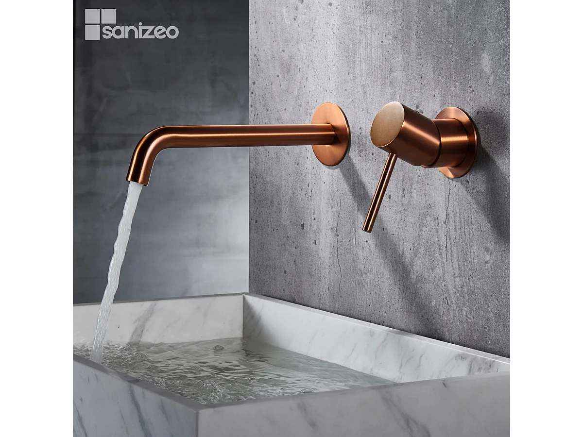 Robinet Mitigeur de Lavabo Encastré Anti-Calcaire Or Rose Cuivré IMEX MONZA GLM039/ORC