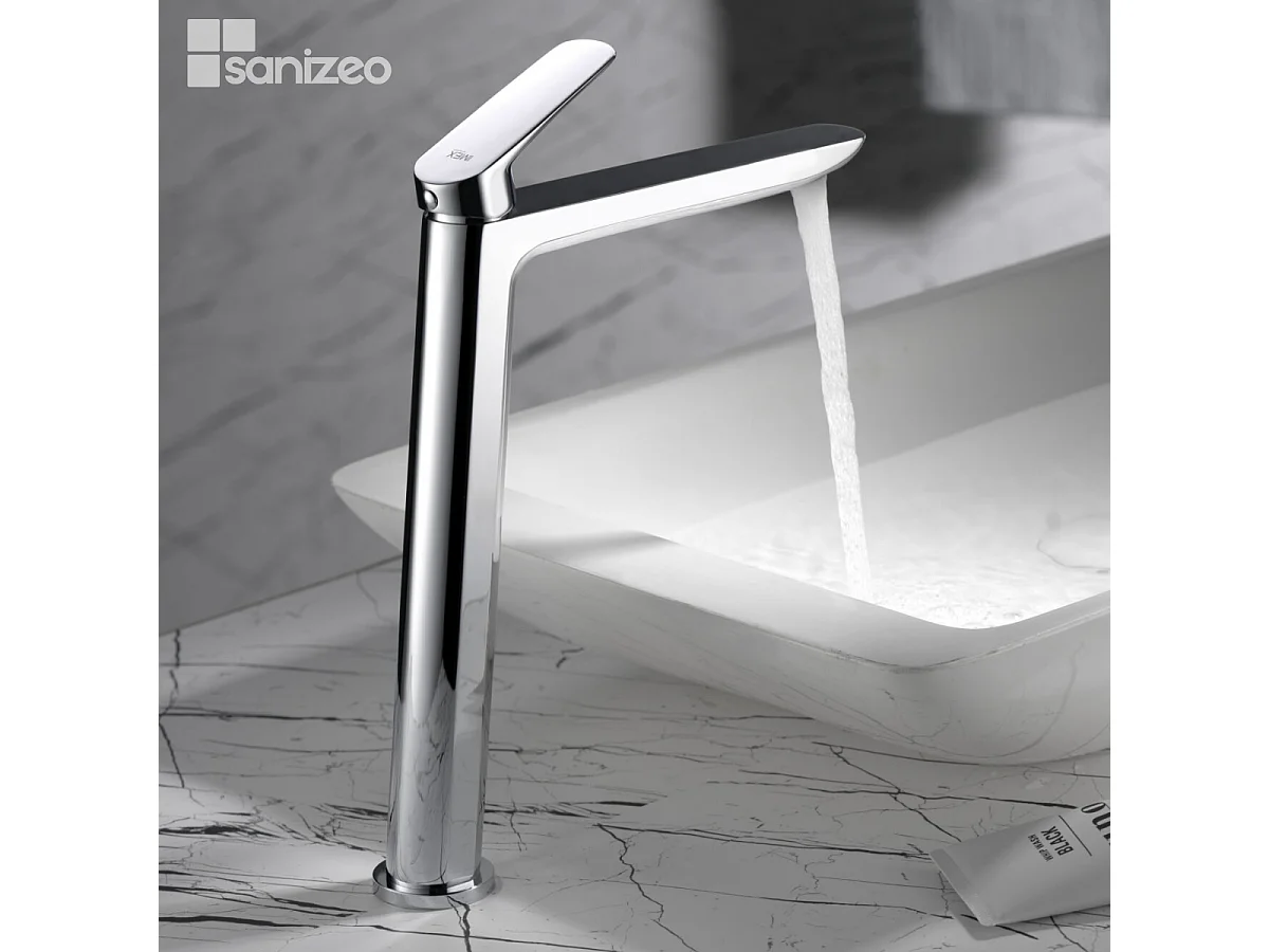 Mitigeur Lavabo Salle de Bain chromé – Bec Haut Anti-Calcaire – Design moderne - BELGICA IMEX