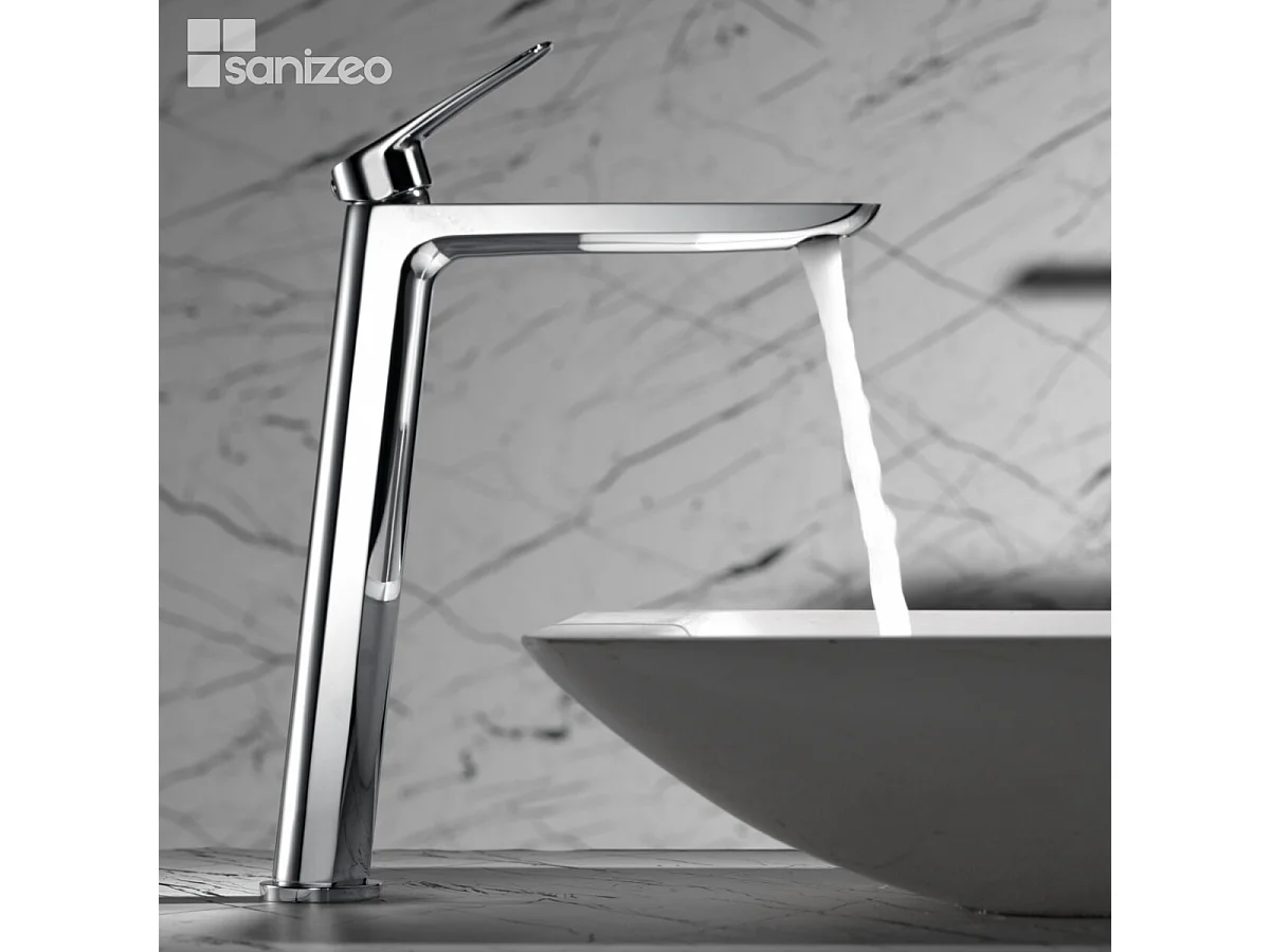 Mitigeur Lavabo Salle de Bain chromé – Bec Haut Anti-Calcaire – Design moderne - BELGICA IMEX