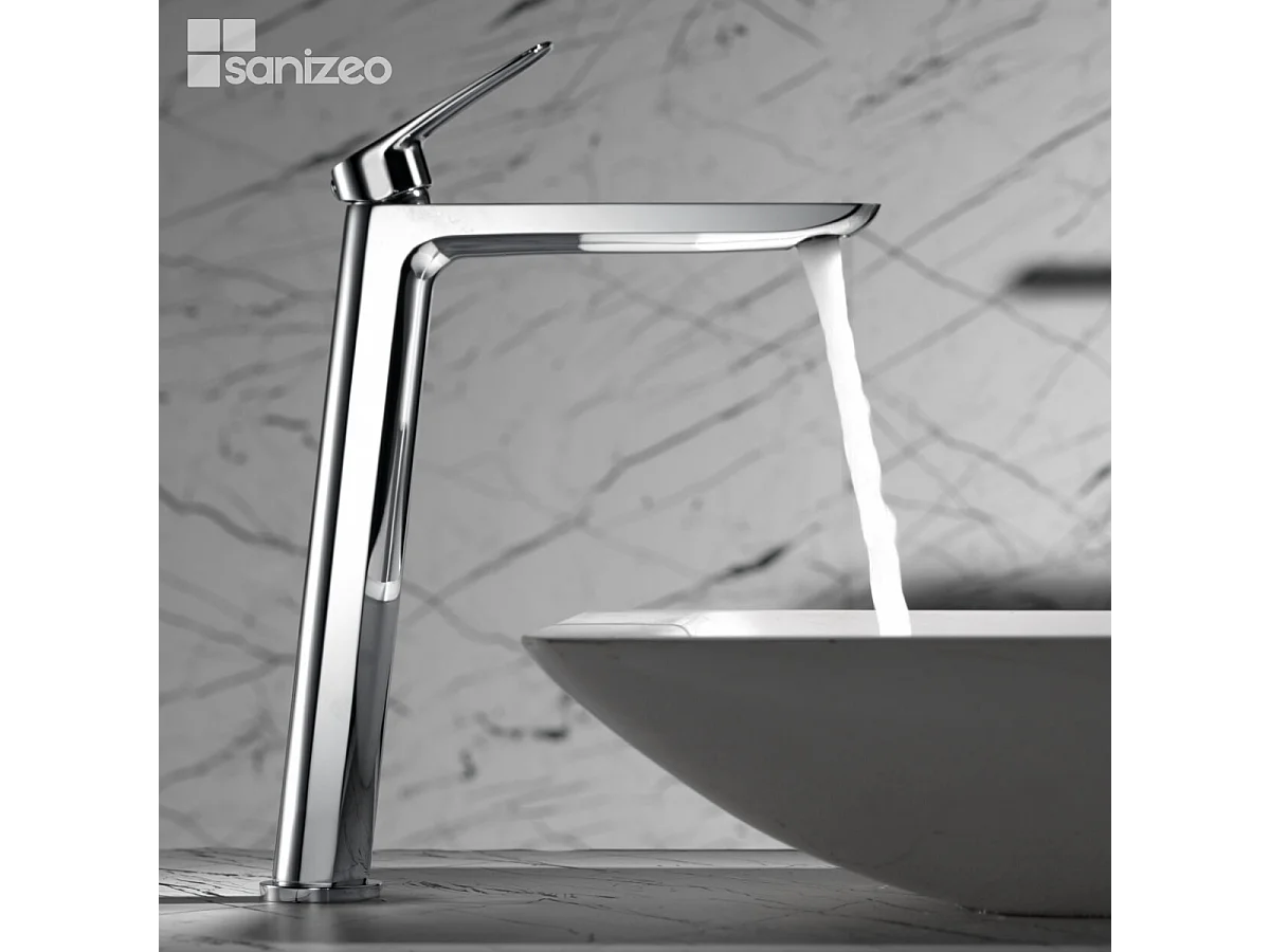 Mitigeur Lavabo Salle de Bain chromé – Bec Haut Anti-Calcaire – Design moderne - BELGICA IMEX