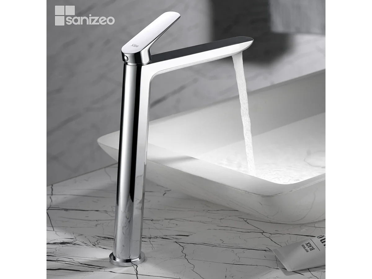 Mitigeur Lavabo Salle de Bain chromé – Bec Haut Anti-Calcaire – Design moderne - BELGICA IMEX