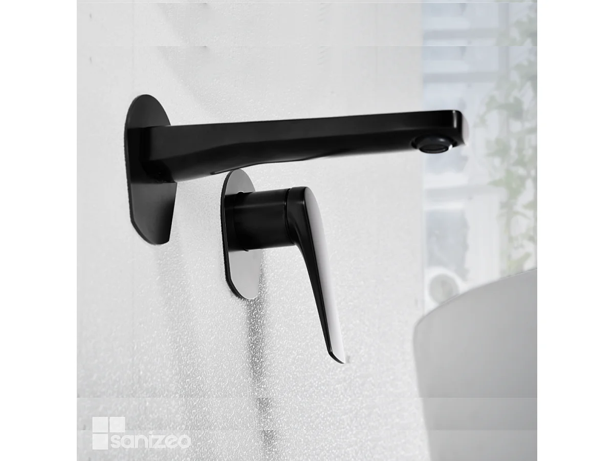 Mitigeur Lavabo Encastré Salle de Bain noir mat – Anti-Calcaire – Design moderne - DELOS IMEX