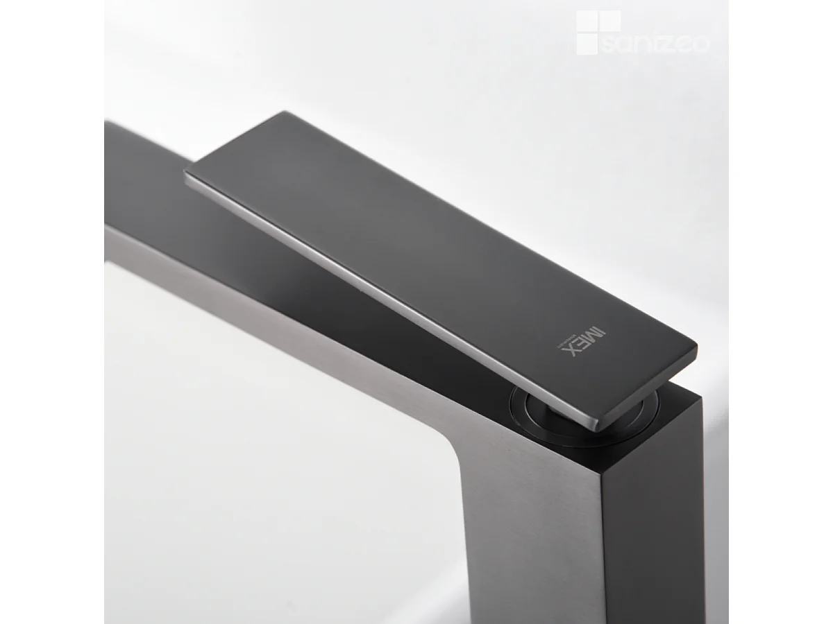 Mitigeur Lavabo Salle de Bain noir métal – Bec Haut Anti-Calcaire – Design moderne - PISA IMEX