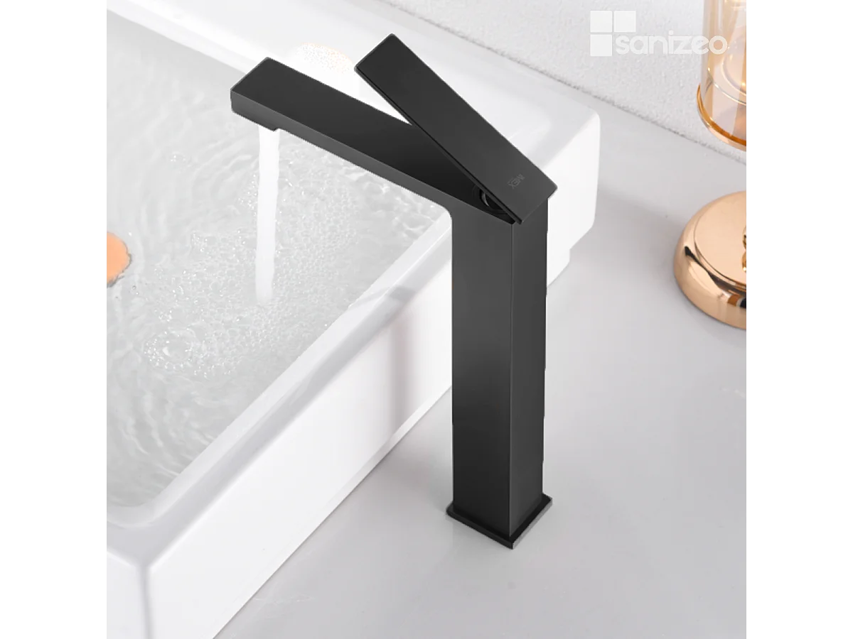 Mitigeur Lavabo Salle de Bain noir métal – Bec Haut Anti-Calcaire – Design moderne - PISA IMEX