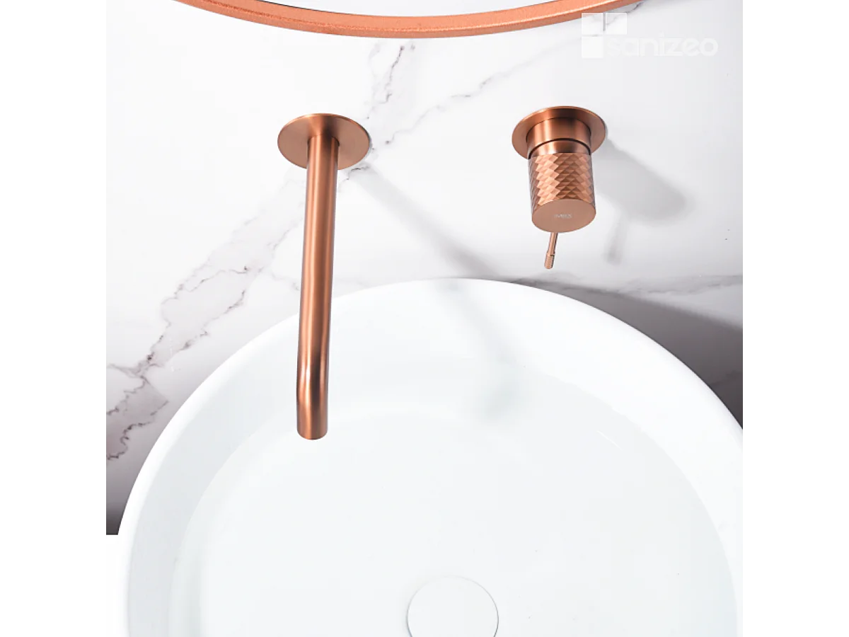 Mitigeur Lavabo Encastré Salle de Bain or rose cuivré – Anti-Calcaire – Design Moderne - GENOVA IMEX