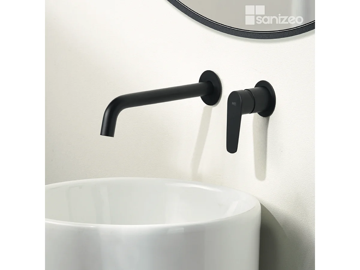Mitigeur Lavabo Encastré Salle de Bain noir mat – Anti-Calcaire – Design moderne - BELGICA IMEX