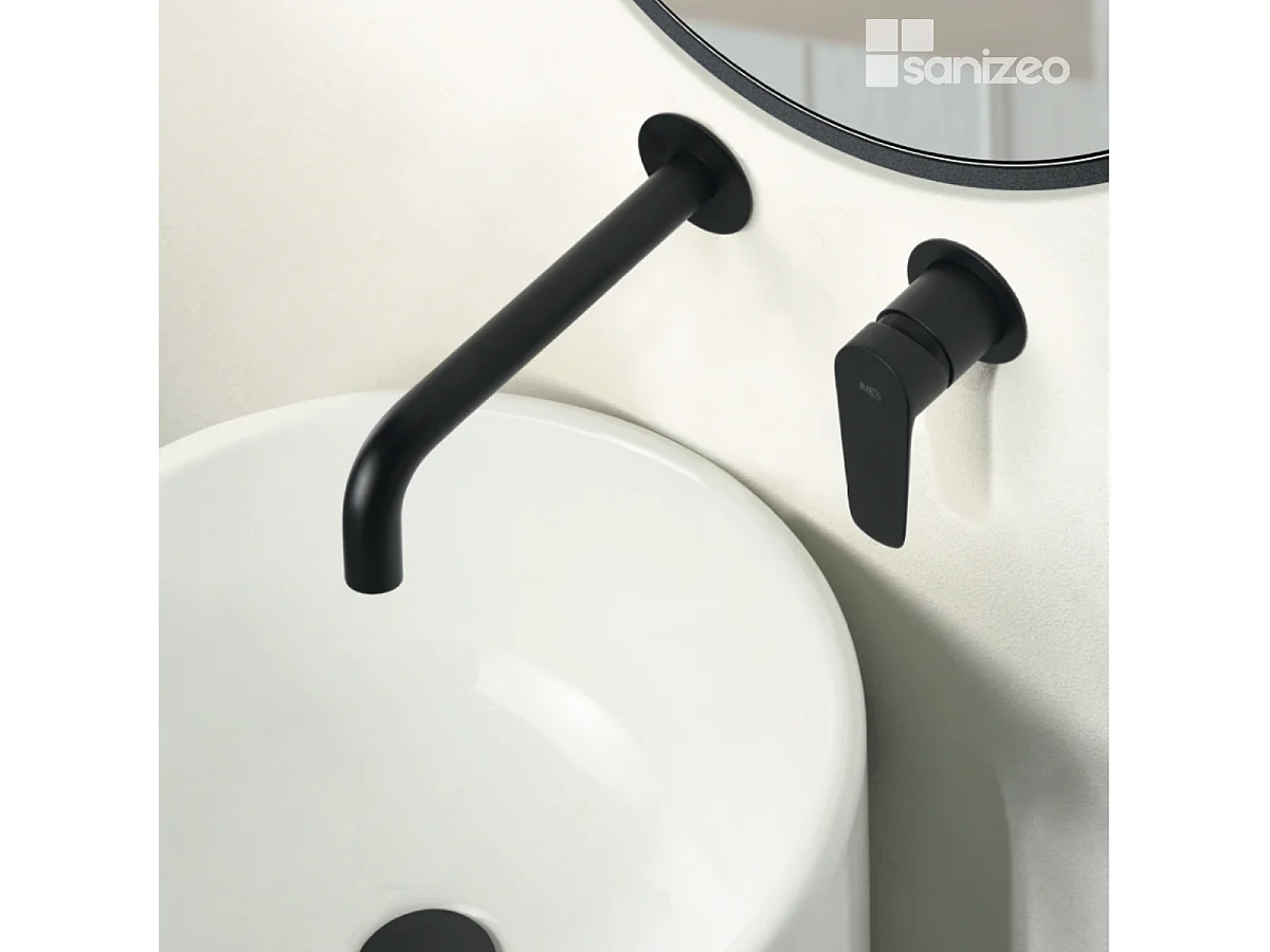 Mitigeur Lavabo Encastré Salle de Bain noir mat – Anti-Calcaire – Design moderne - BELGICA IMEX
