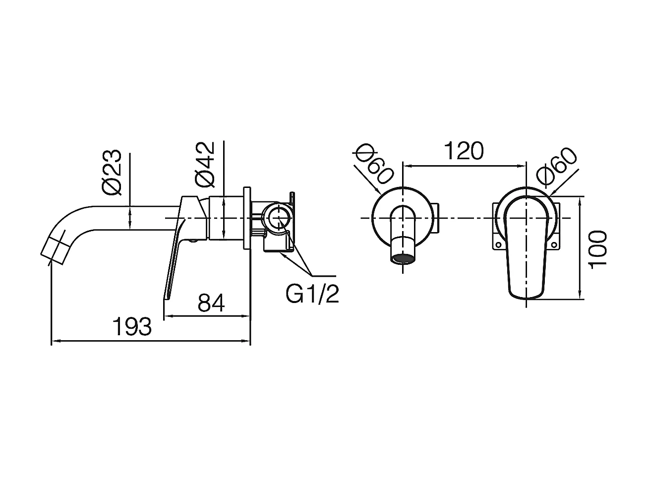 Mitigeur Lavabo Encastré Salle de Bain noir mat – Anti-Calcaire – Design moderne - BELGICA IMEX