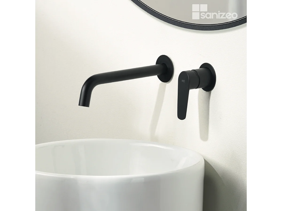 Mitigeur Lavabo Encastré Salle de Bain noir mat – Anti-Calcaire – Design moderne - BELGICA IMEX