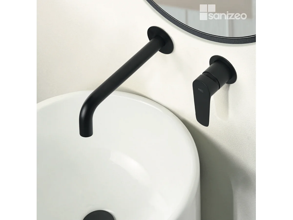 Mitigeur Lavabo Encastré Salle de Bain noir mat – Anti-Calcaire – Design moderne - BELGICA IMEX