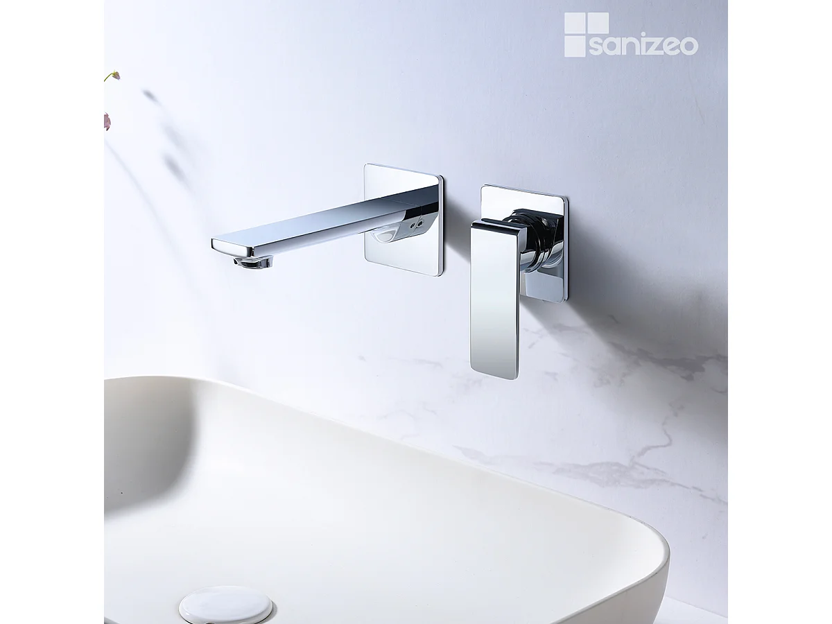 Mitigeur Lavabo Encastré Salle de Bain chromé – Anti-Calcaire – Design moderne - FIYI IMEX
