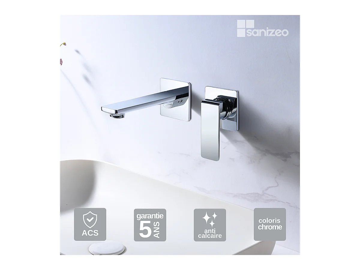 Robinet Mitigeur de Lavabo Encastré Anti-Calcaire Chrome IMEX FIYI GLF016