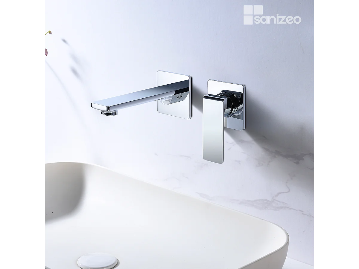 Mitigeur Lavabo Encastré Salle de Bain chromé – Anti-Calcaire – Design moderne - FIYI IMEX