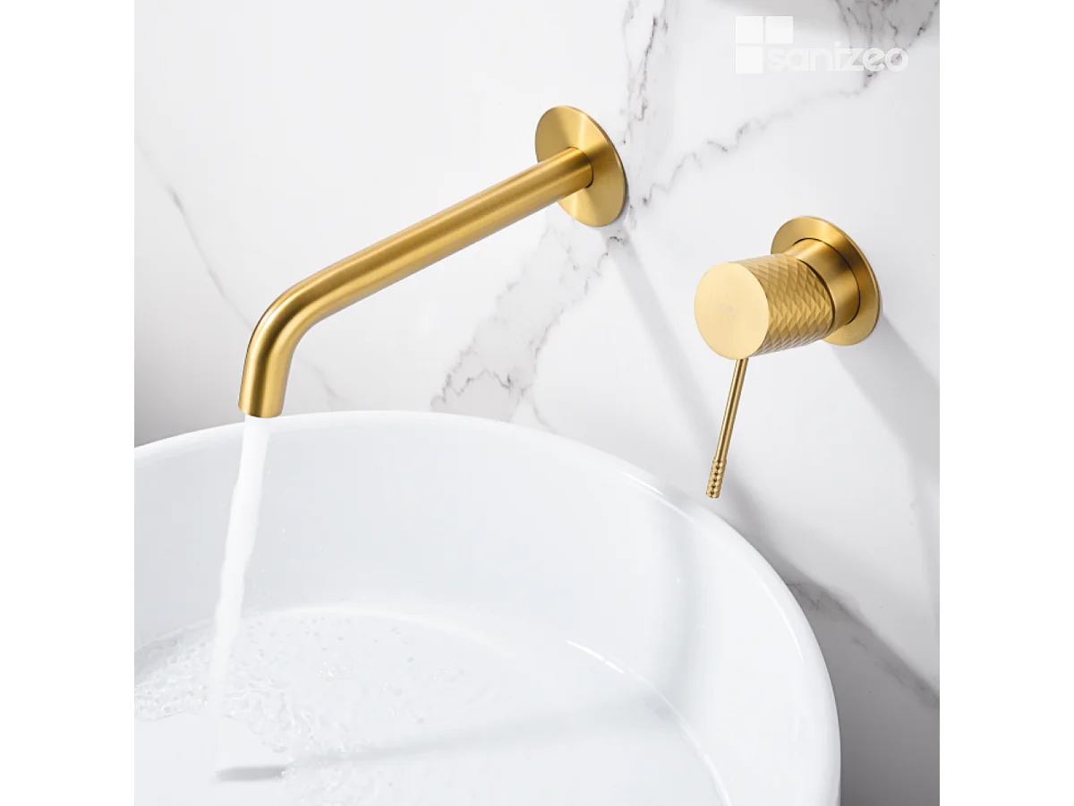 Mitigeur Lavabo Encastré Salle de Bain or brossé – Anti-Calcaire – Design Moderne - GENOVA IMEX