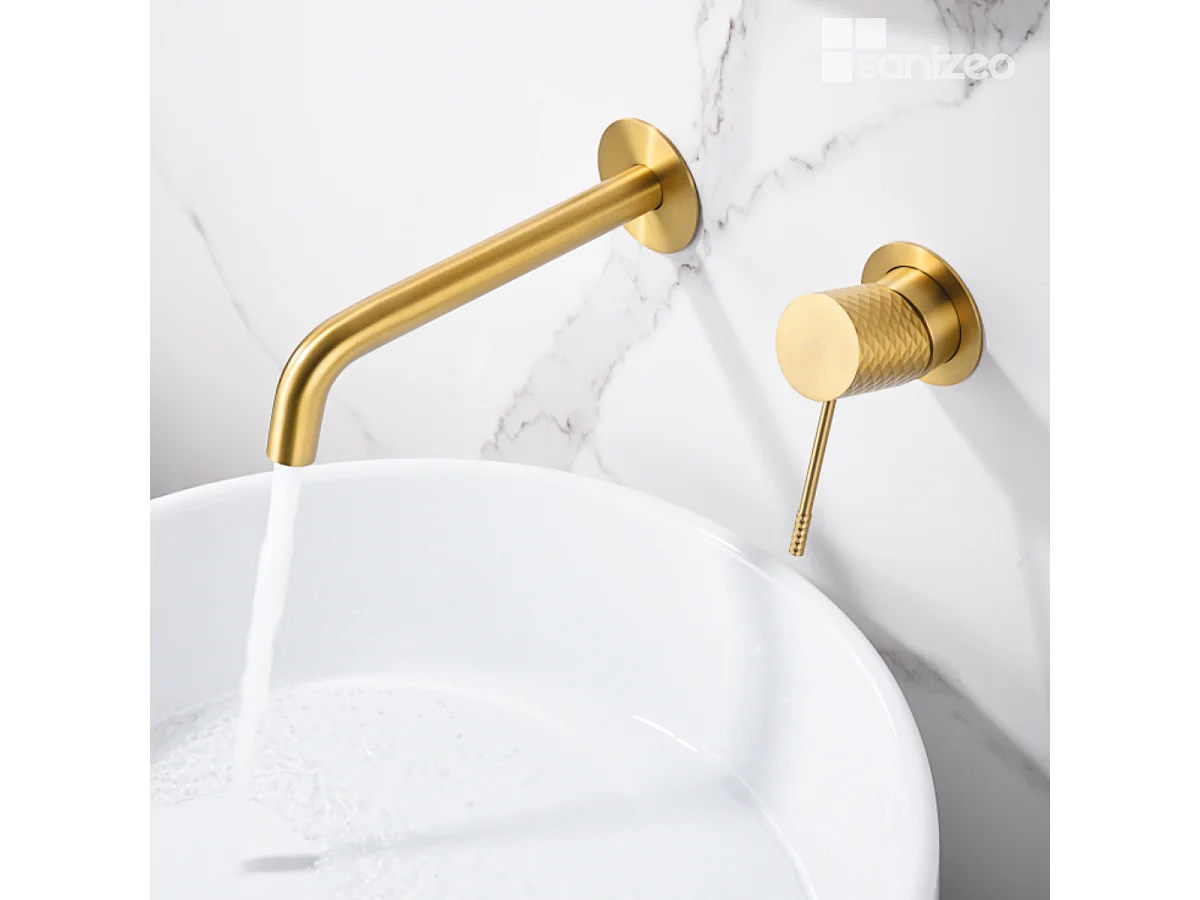 Mitigeur Lavabo Encastré Salle de Bain or brossé – Anti-Calcaire – Design Moderne - GENOVA IMEX