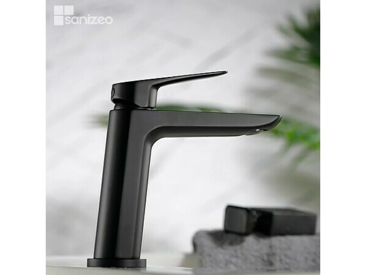 Mitigeur Lavabo Salle de Bain noir mat – Bec Bas Anti-Calcaire – Design moderne - BELGICA IMEX