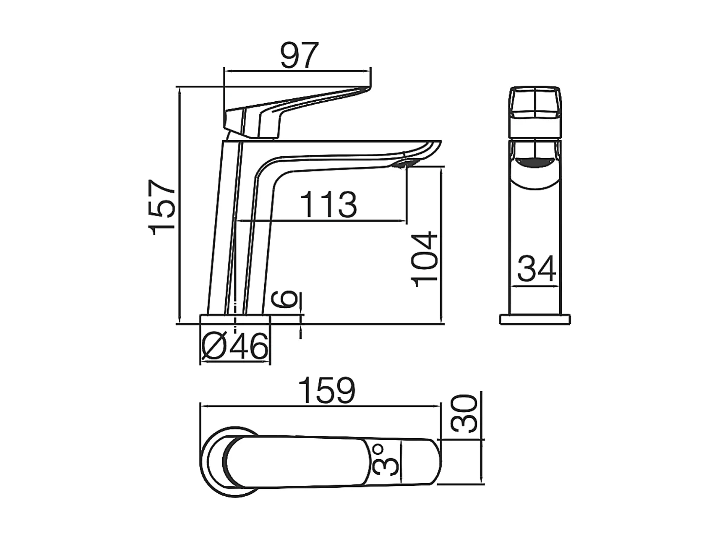 Mitigeur Lavabo Salle de Bain noir mat – Bec Bas Anti-Calcaire – Design moderne - BELGICA IMEX