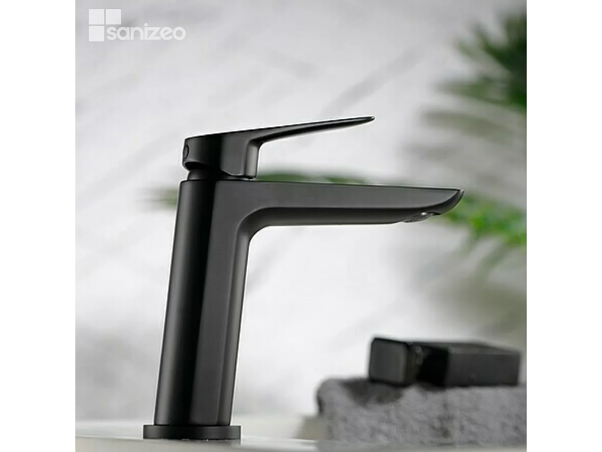 Mitigeur Lavabo Salle de Bain noir mat – Bec Bas Anti-Calcaire – Design moderne - BELGICA IMEX