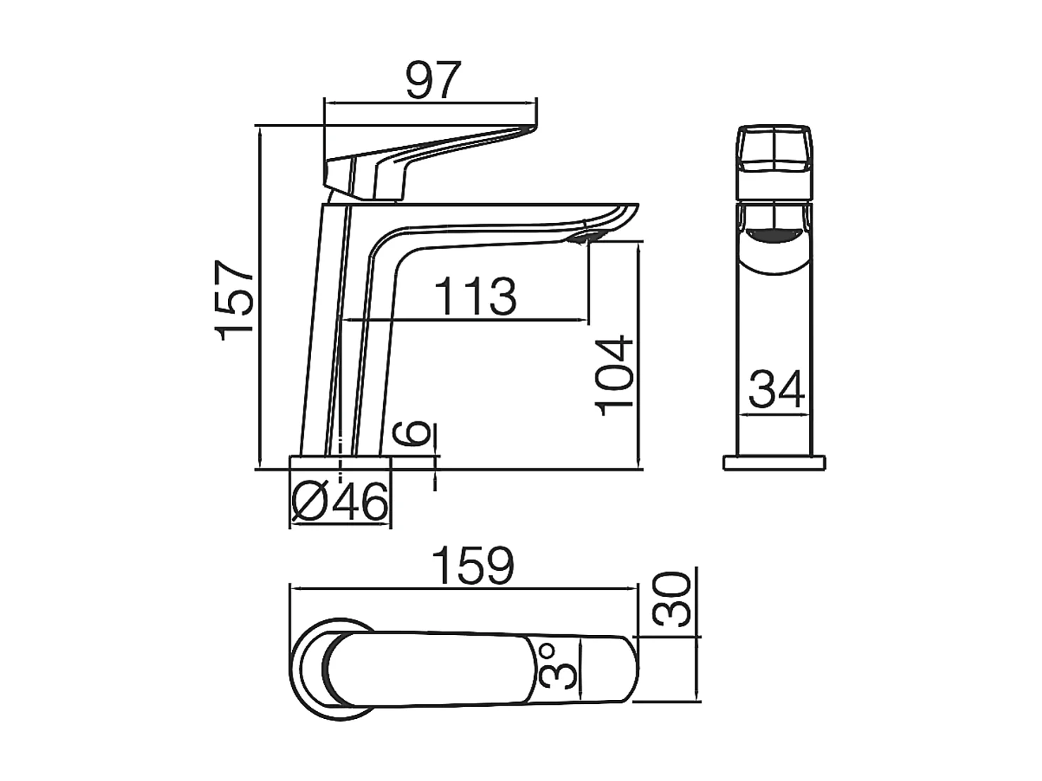 Mitigeur Lavabo Salle de Bain noir mat – Bec Bas Anti-Calcaire – Design moderne - BELGICA IMEX