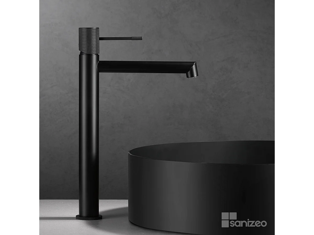 Mitigeur Lavabo Salle de Bain noir mat – Bec Haut Anti-Calcaire – Design moderne - LINE IMEX