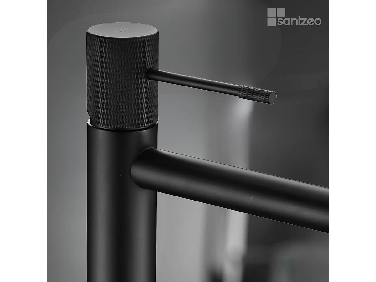 Mitigeur Lavabo Salle de Bain noir mat – Bec Haut Anti-Calcaire – Design moderne - LINE IMEX