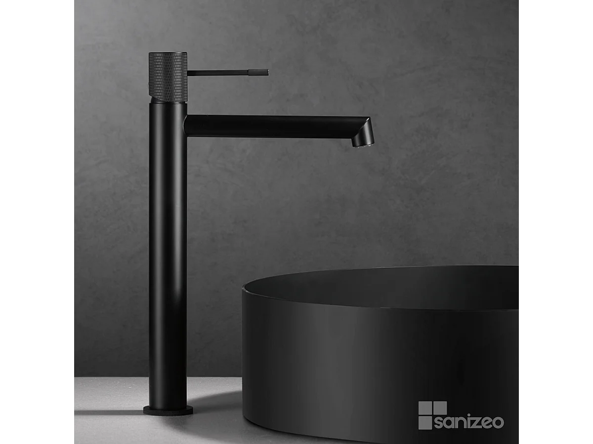 Mitigeur Lavabo Salle de Bain noir mat – Bec Haut Anti-Calcaire – Design moderne - LINE IMEX