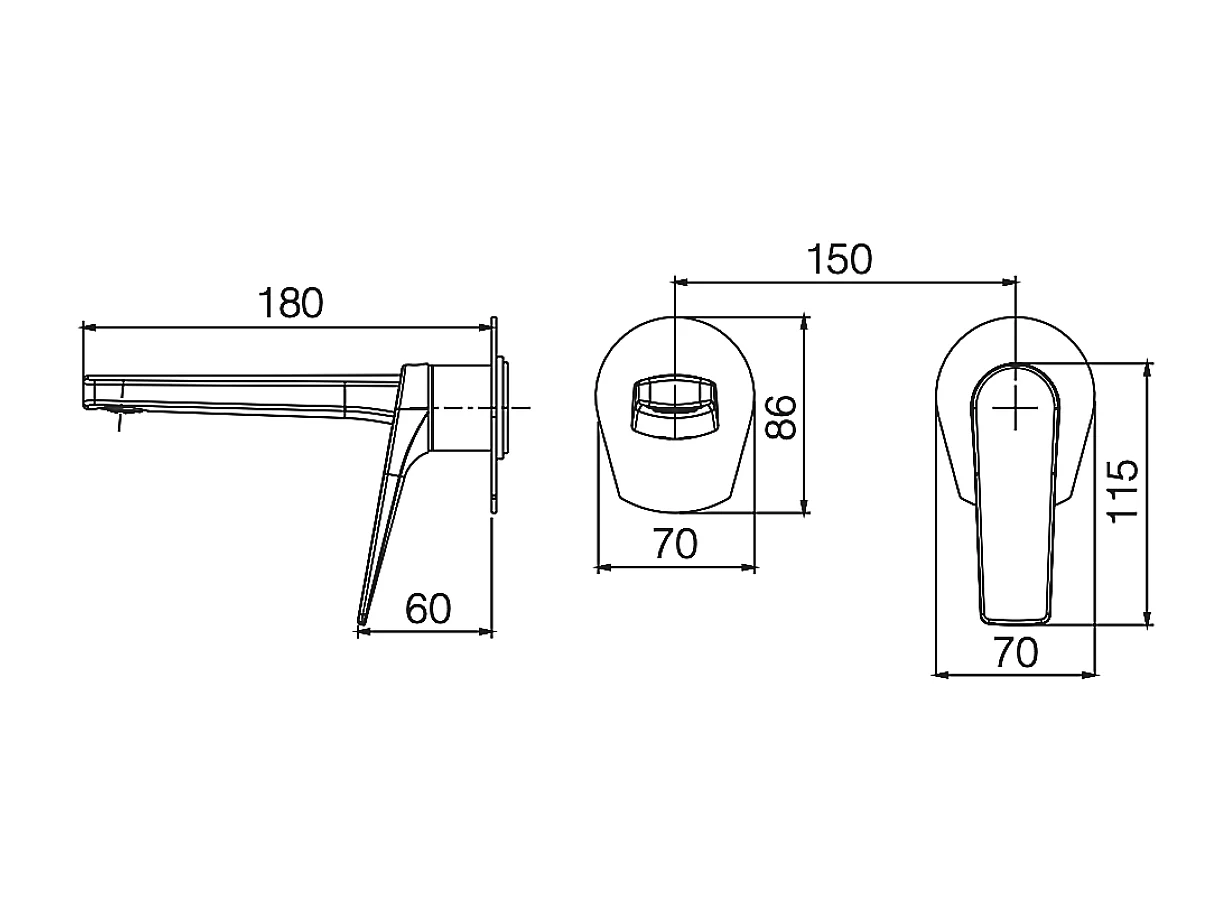 Mitigeur Lavabo Encastré Salle de Bain chromé – Anti-Calcaire – Design moderne - DELOS IMEX