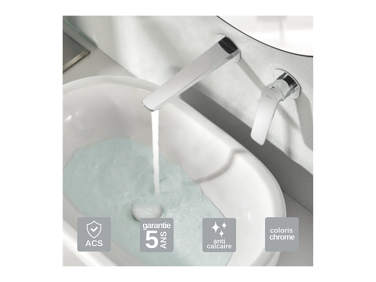 Robinet Mitigeur de Lavabo Encastré Anti-Calcaire Chrome IMEX NAPOLES GLN047