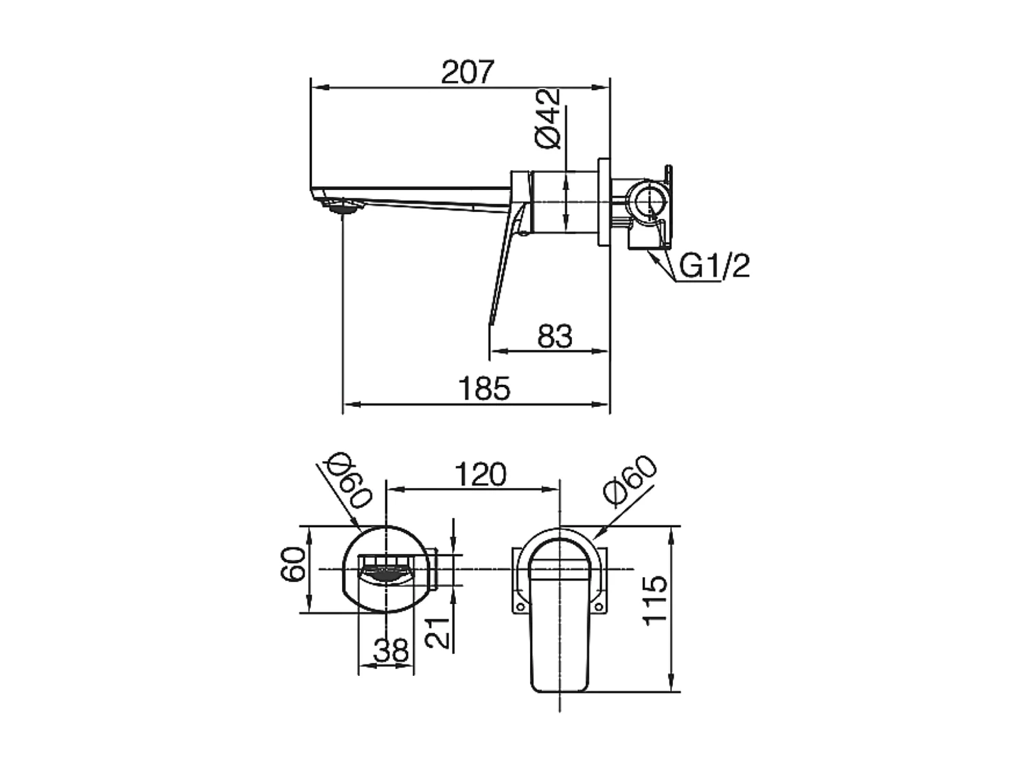 Mitigeur Lavabo Encastré Salle de Bain chromé – Anti-Calcaire – Design moderne - NAPOLES IMEX