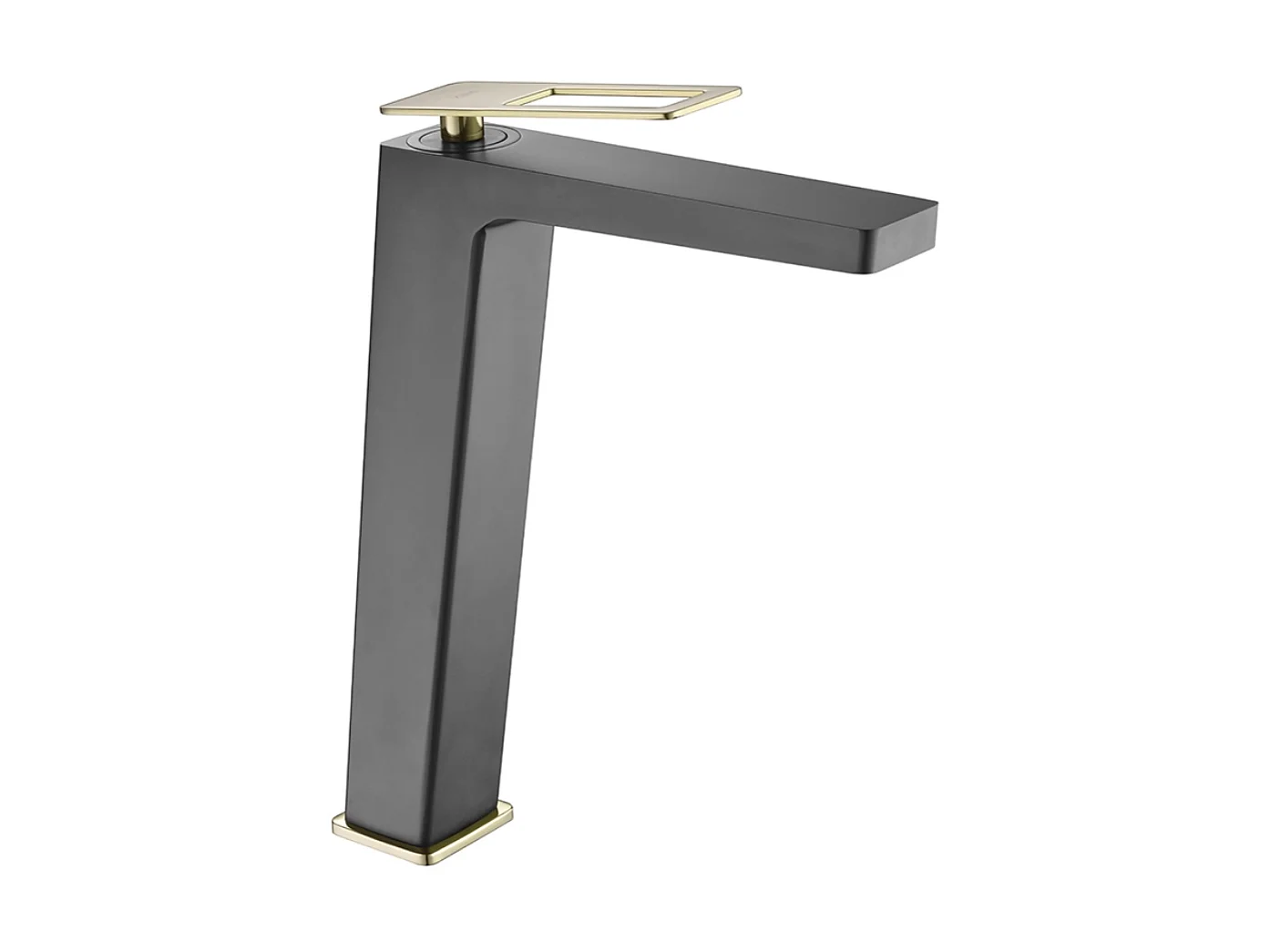 Mitigeur Lavabo Salle de Bain noir/or – Bec Haut Anti-Calcaire – Design moderne - SUECIA IMEX
