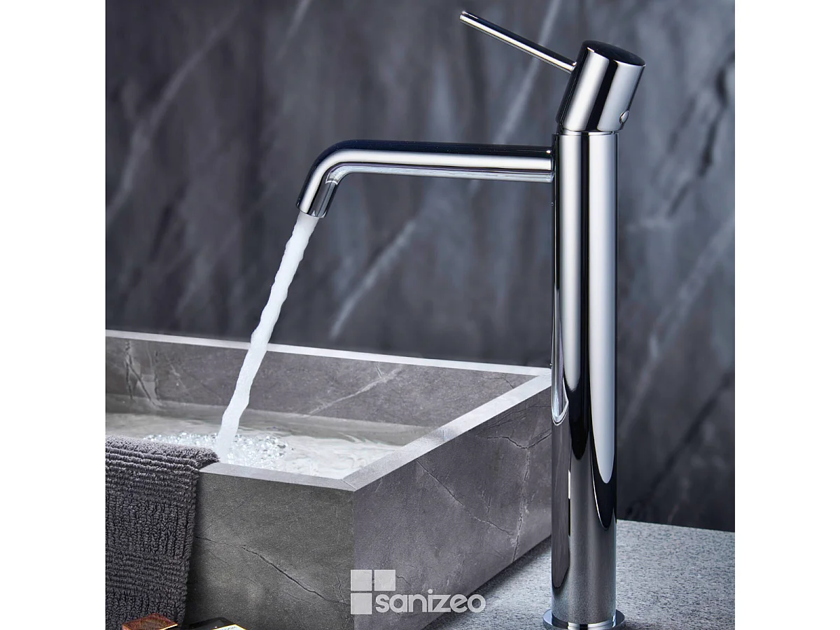 Robinet Mitigeur de Lavabo Anti-Calcaire Bec Haut Chrome IMEX MONZA BDM039-3