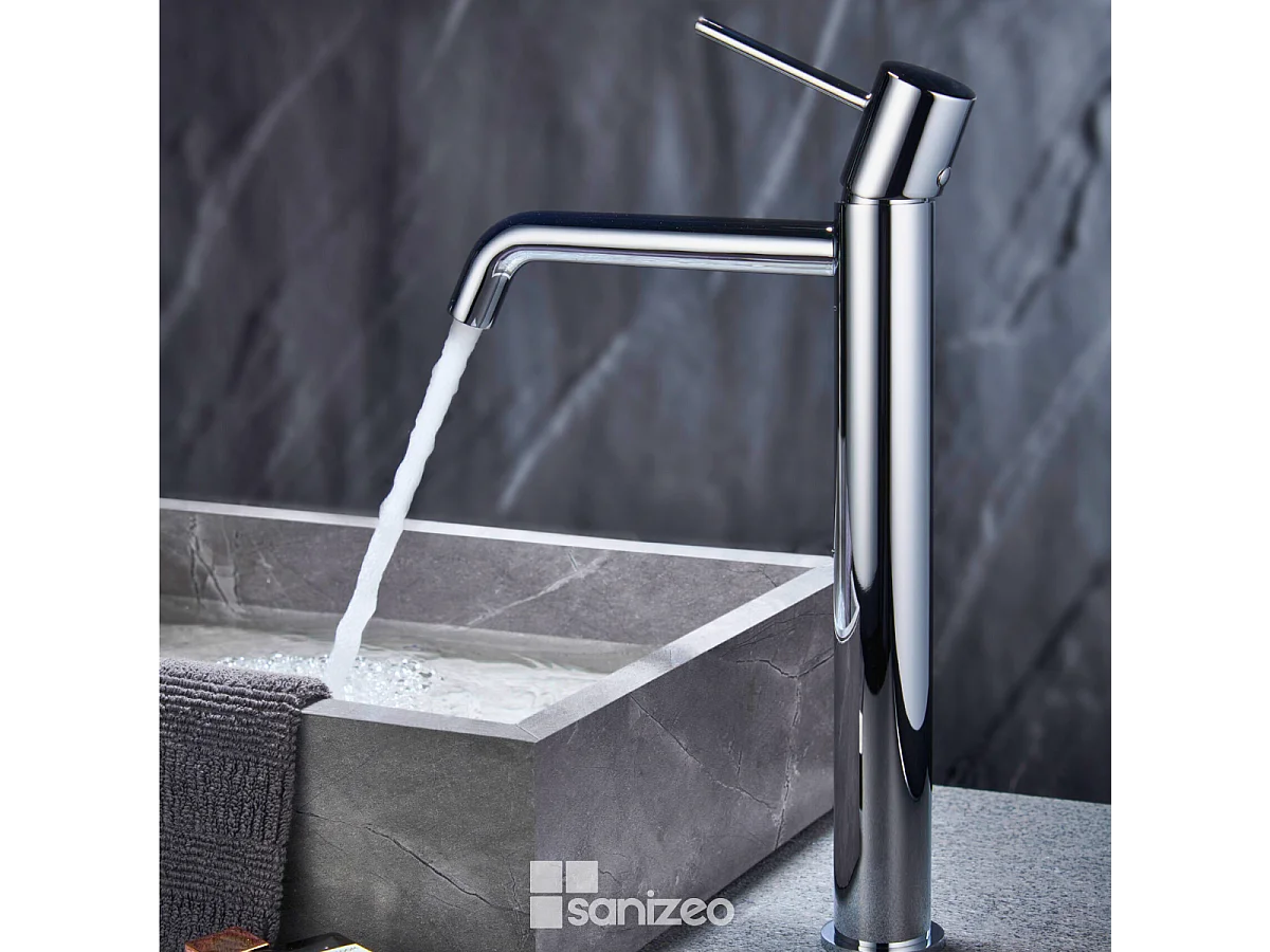 Robinet Mitigeur de Lavabo Anti-Calcaire Bec Haut Chrome IMEX MONZA BDM039-3