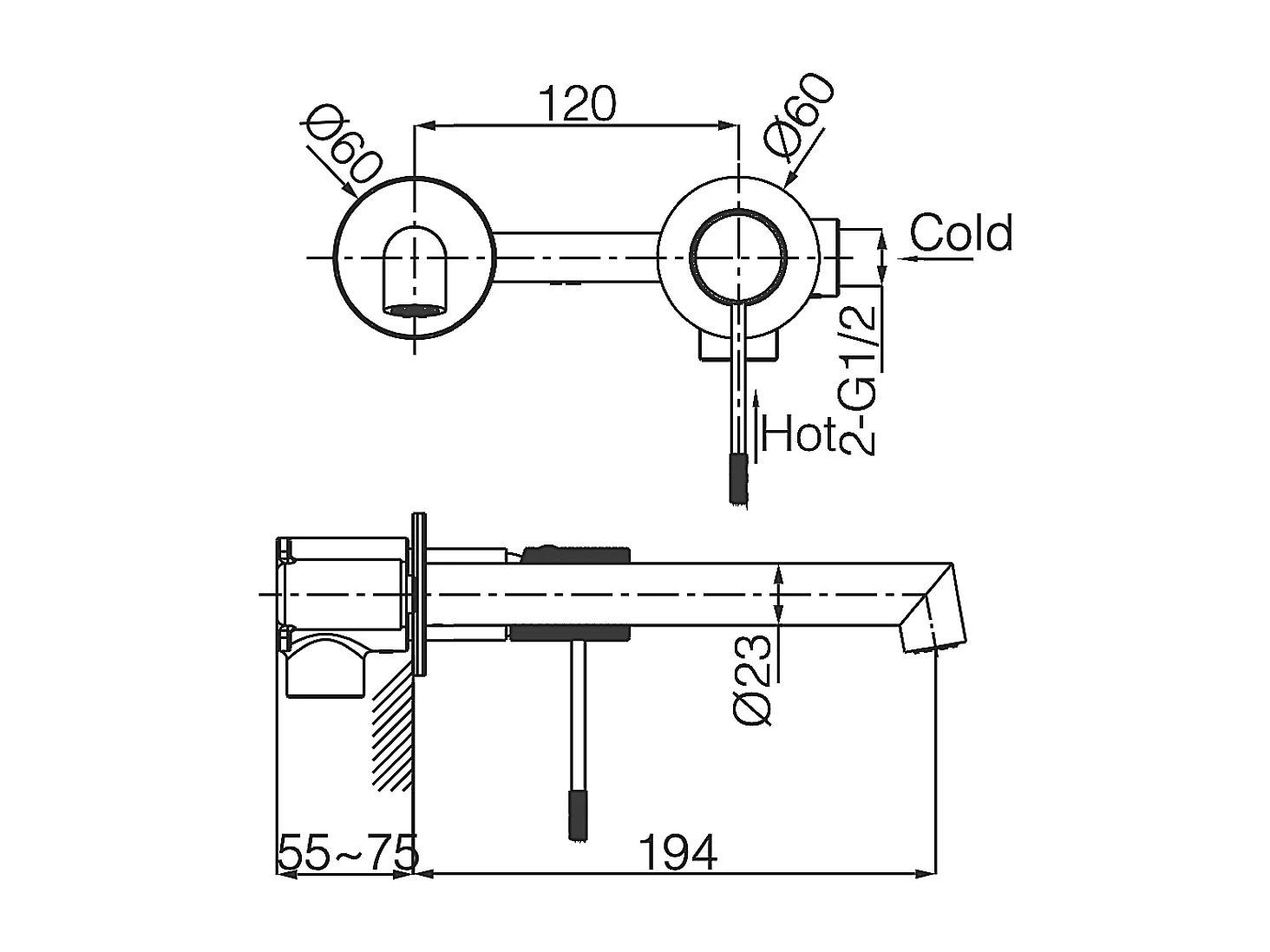 Mitigeur Lavabo Encastré Salle de Bain niquel brossé – Anti-Calcaire – Design moderne - LINE IMEX
