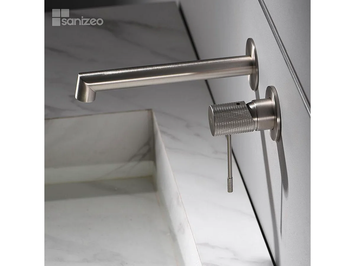 Mitigeur Lavabo Encastré Salle de Bain niquel brossé – Anti-Calcaire – Design moderne - LINE IMEX