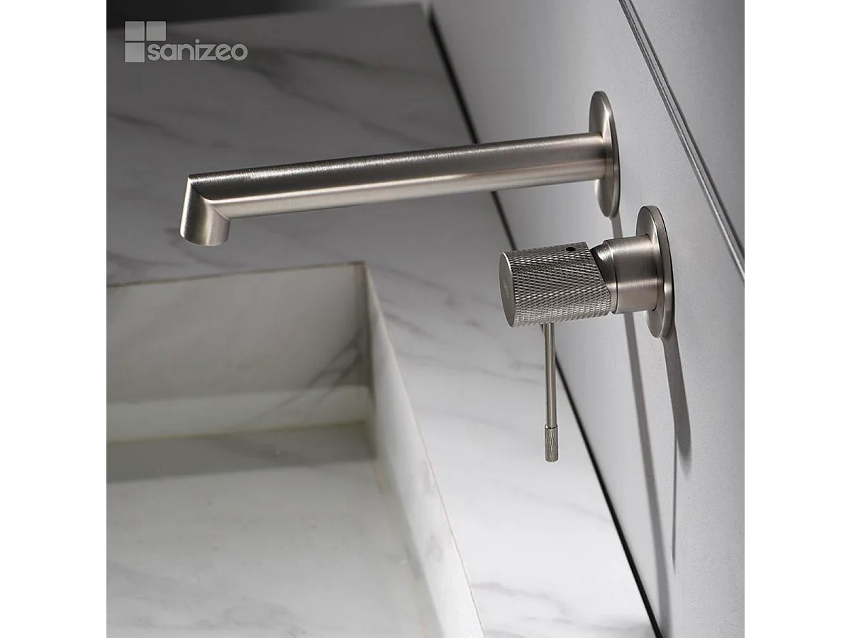 Mitigeur Lavabo Encastré Salle de Bain niquel brossé – Anti-Calcaire – Design moderne - LINE IMEX