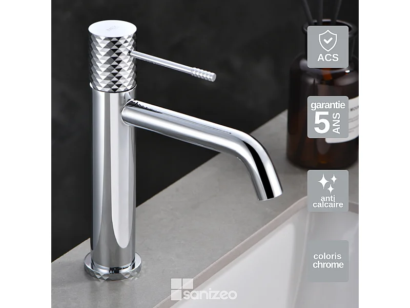 Mitigeur Lavabo Salle de Bain chromé – Bec Bas Anti-Calcaire – Design moderne - GENOVA IMEX