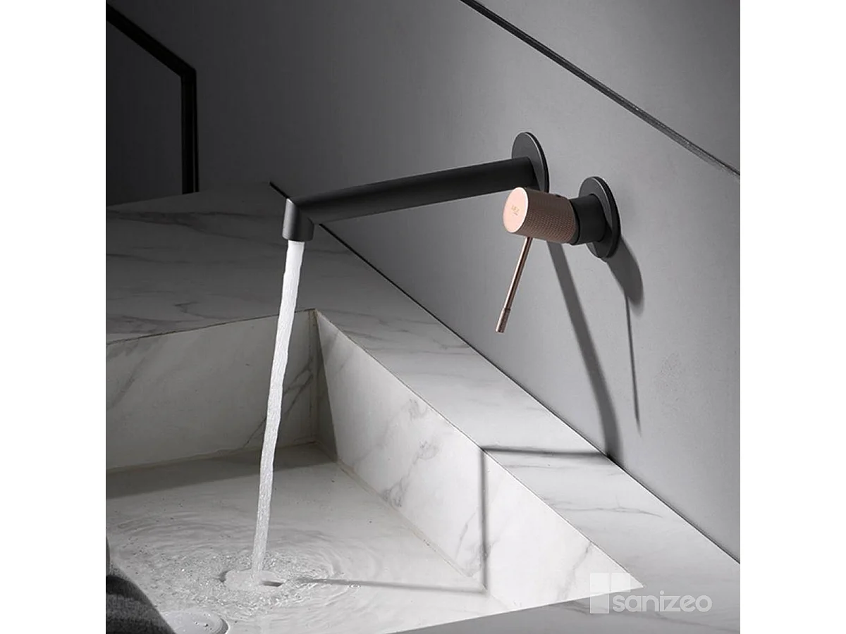 Mitigeur Lavabo Encastré Salle de Bain gris/champagne – Anti-Calcaire – Design Moderne - LINE IMEX