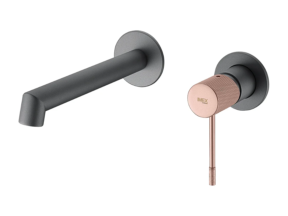 Mitigeur Lavabo Encastré Salle de Bain gris/champagne – Anti-Calcaire – Design Moderne - LINE IMEX