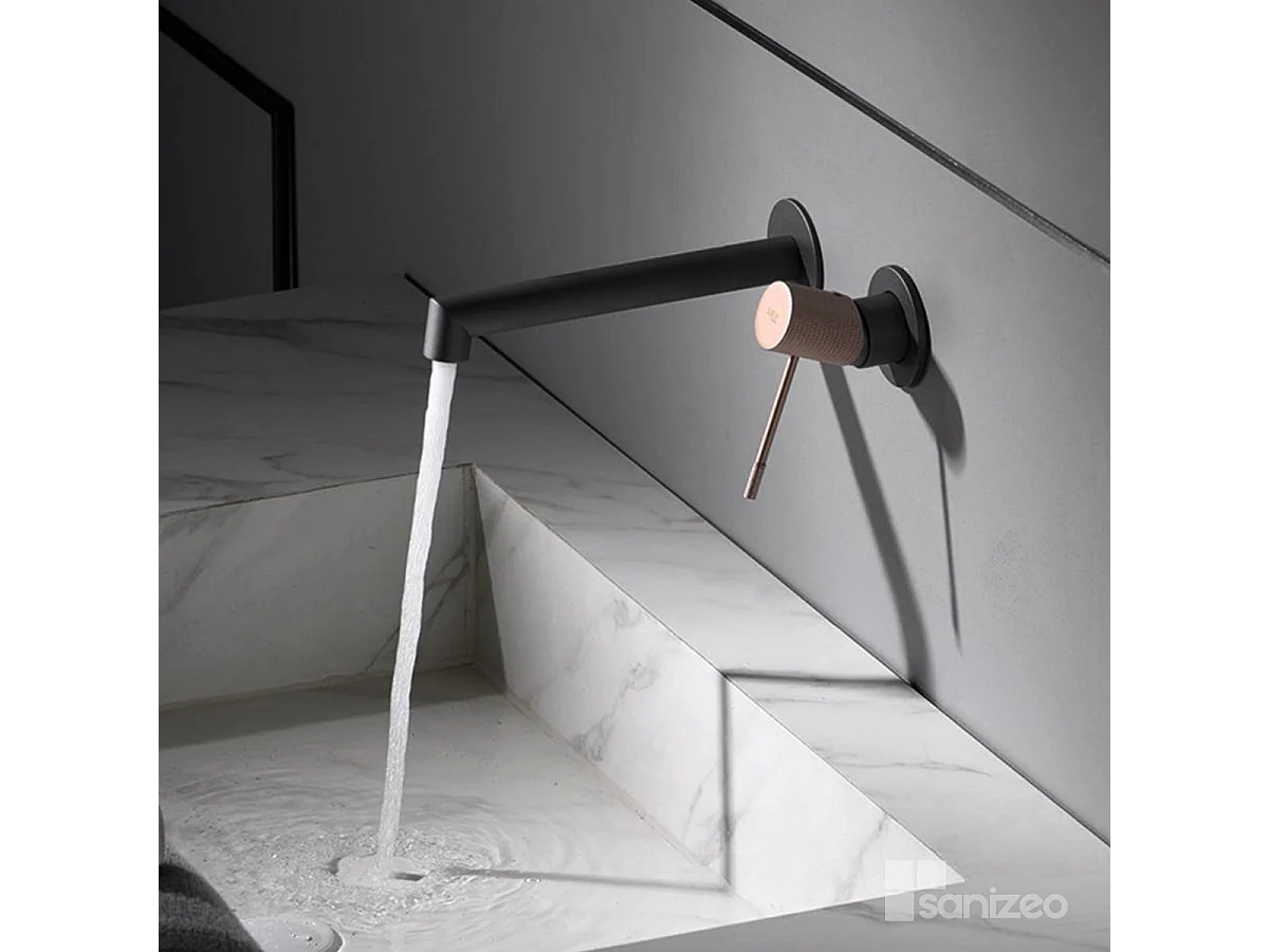 Mitigeur Lavabo Encastré Salle de Bain gris/champagne – Anti-Calcaire – Design Moderne - LINE IMEX