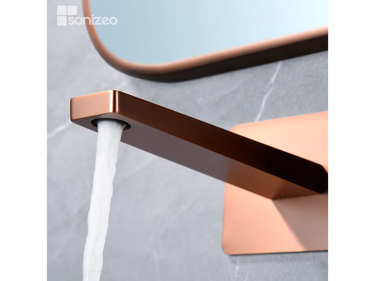 Mitigeur Lavabo Encastré Salle de Bain or rose cuivré – Anti-Calcaire – Design Moderne - PISA IMEX