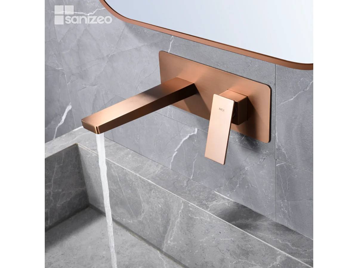 Mitigeur Lavabo Encastré Salle de Bain or rose cuivré – Anti-Calcaire – Design Moderne - PISA IMEX