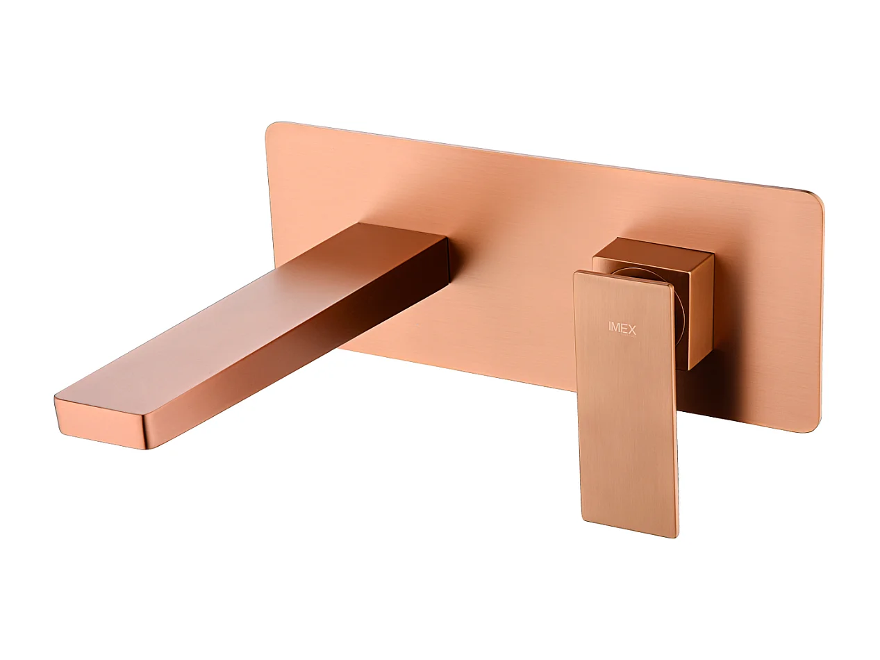 Mitigeur Lavabo Encastré Salle de Bain or rose cuivré – Anti-Calcaire – Design Moderne - PISA IMEX